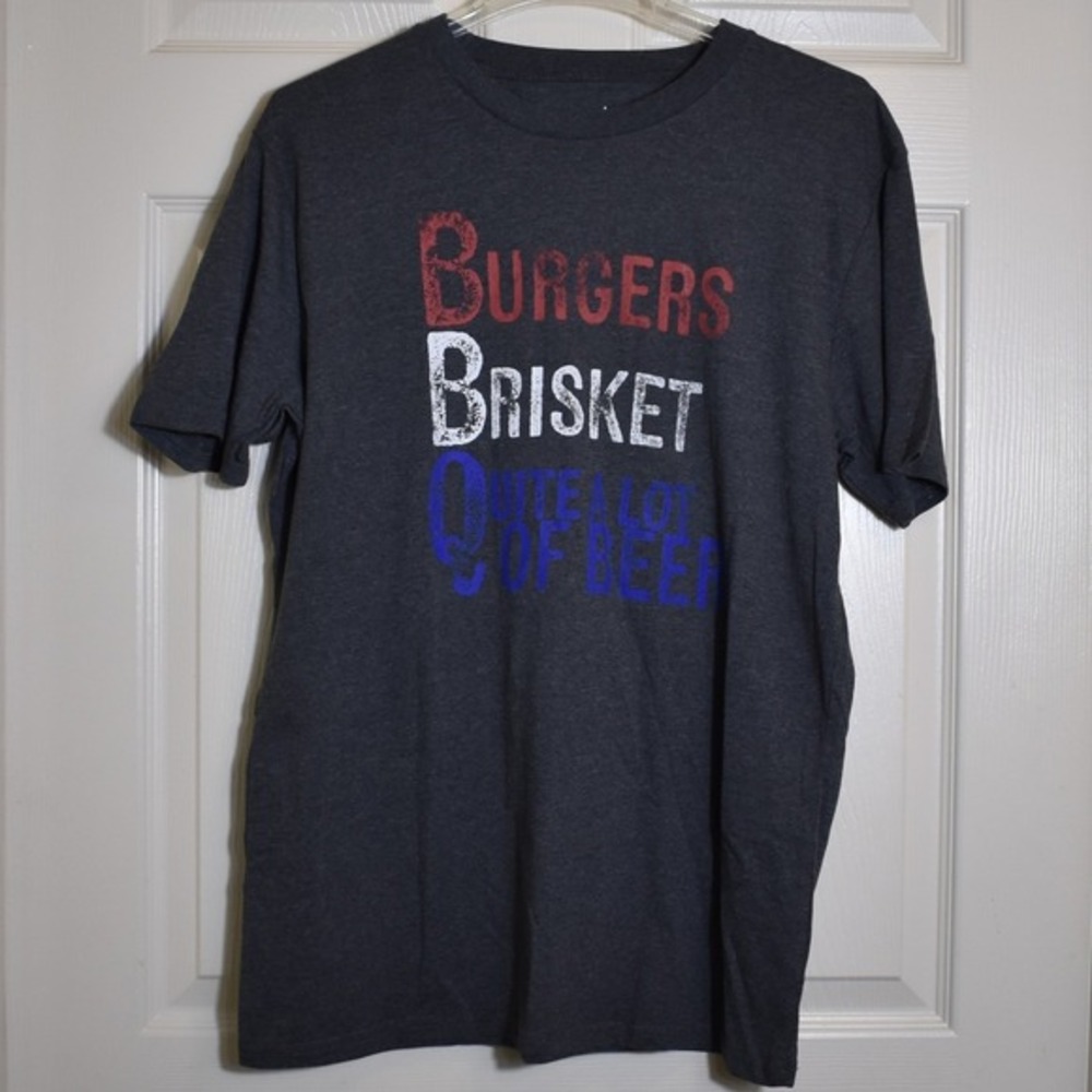 Burgers Brisket Lot of Beer Graphic T-Shirt Mens Size XL BBQ Funny Shirt Tee NEW
